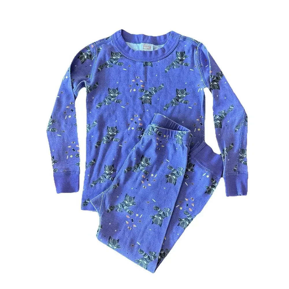 Hanna Andersson Black Panther Marvel Halloween Candy Long John Pajamas Size 4